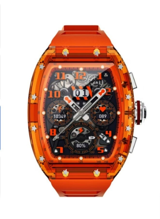 ساعة ذكية Mi Techo WS6 مقاس 1.86 بوصة تعمل باللمس بالكامل IP68 مقاومة للماء واتصال عالي الدقة بنظام Android للرجال برتقالي - Image 2